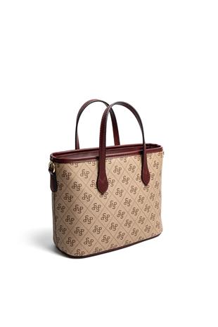Silver & Polo SP1185 Kadın El Çantası Monogram Koyu Bej-Bordo