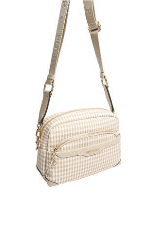 Silver & Polo SP1201 Kadın Çapraz Çanta Ekose Line Kare Kum Beji-Kum