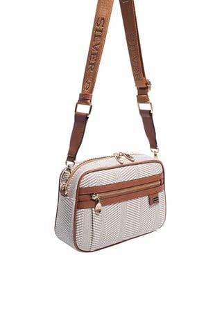 Silver & Polo SP1280 Kadın Çapraz Çanta Hasır Bej-Taba