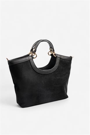 Silver & Polo SP1189 Kadın El Çantası Süet Siyah-Siyah