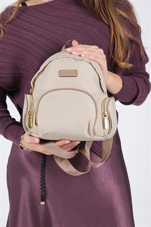 1208 Kadın Sırt Çantası  Bej-Kum