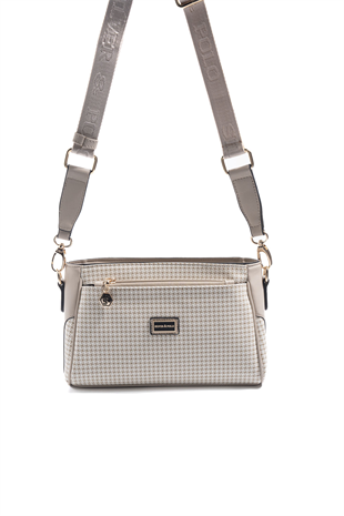 Silver & Polo SP1273 Kadın Çapraz Çanta King Desen Kum-Kum Beji