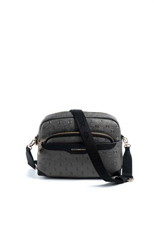 Silver & Polo SP1201 Kadın Çapraz Çanta Logolu Platin-Siyah