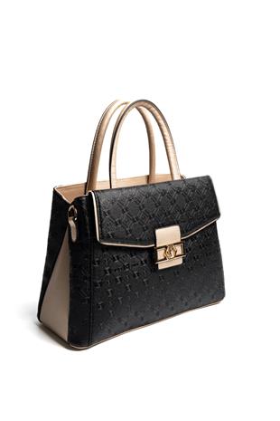 Silver & Polo SP1264 Kadın El Çantası Logolu Siyah-S.Nut