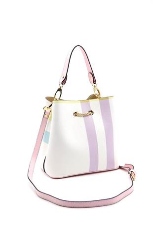 Silver & Polo SP967 Kadın Çapraz Çanta Ekose Lila-Pembe