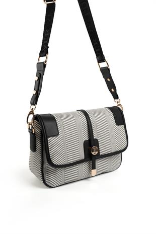 Silver & Polo Siyah Beyaz - Siyah SP1182 Kadın Çapraz Çanta