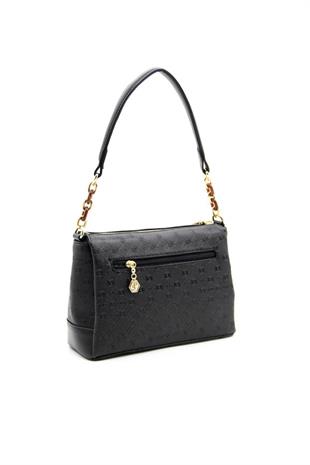 Silver & Polo SP910 Kadın Çapraz Çanta Logolu Siyah-Siyah