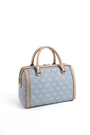Silver & Polo SP1091 Kadın El Çantası Monogram Mavi-Ten