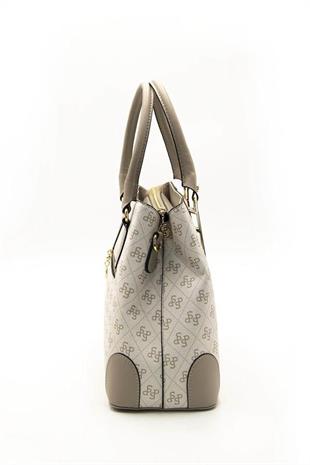 Silver & Polo SP667 Kadın El Çantası Monogram Bej-Kum