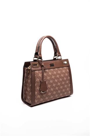Silver & Polo SP1174 Kadın El Çantası Monogram Kahve
