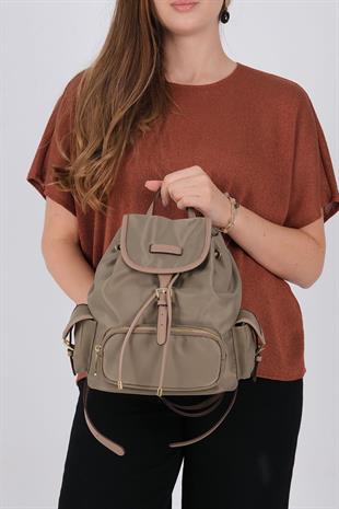 1207 Kadın Sırt Çantası  Yeşil-Kum