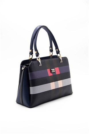 Silver & Polo SP972 Kadın El Çantası Ekose Lacivert