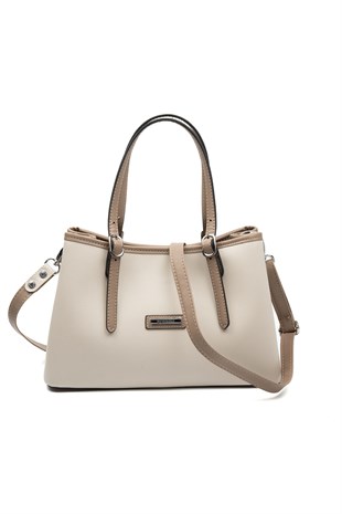 Silver & Polo SP1252 Kadın El Çantası Düz Bej-Latte