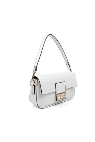 Silver & Polo SP1179 Kadın Omuz Çantası Logolu Beyaz-Beyaz