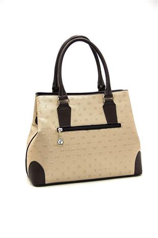 Silver & Polo SP667 Kadın El Çantası Logolu Nut-Kahve