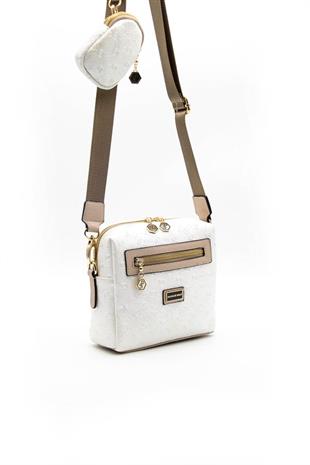 Silver & Polo SP1038 Kadın Çapraz Çanta Logolu Sedef-Nut