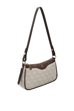 Silver Polo SP1274 Kadın Çapraz Çanta Monogram Taş-Kahve