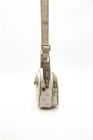 Silver & Polo SP1111 Kadın Çapraz Çanta Monogram Bej-Kum