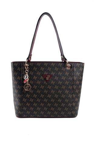 Silver Polo SP1176 Kadın Omuz Çantası Monogram Kahve Sarı-Bordo