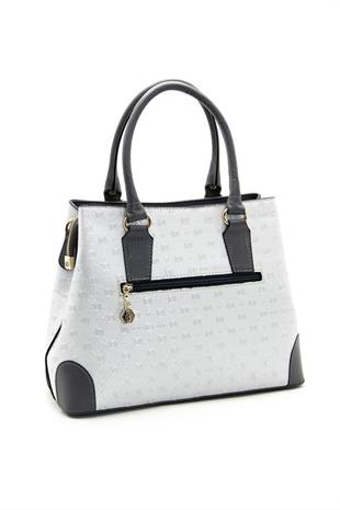 Silver & Polo SP667 Kadın El Çantası Logolu A.Gümüş-Antrasit