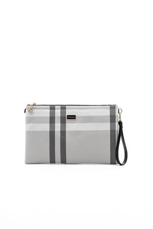 Silver Polo A.Gri - A.Taba Ekose Kadın Portföy ve Clutch El Çantası SP1034