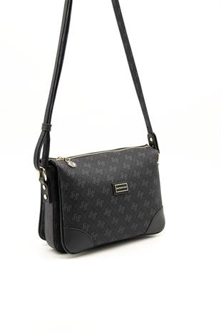 Silver & Polo SP784 Kadın Çapraz Çanta Monogram Siyah
