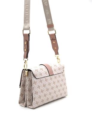 Silver & Polo SP1009 Kadın Çapraz Çanta Monogram Pembe-Somon