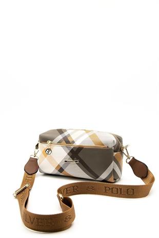 Silver & Polo SP1142 Kadın Çapraz Çanta Ekose Haki-Taba