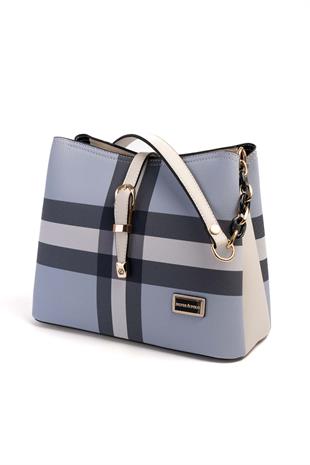 Silver & Polo Mavi - Kemik SP974 Kadın Omuz Çantası