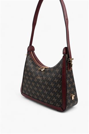 Silver & Polo Kahve Sarı - Bordo SP1187 Omuz Çantası