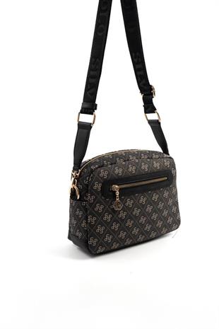 Silver & Polo SP1201 Kadın Çapraz Çanta Monogram Füme-Siyah
