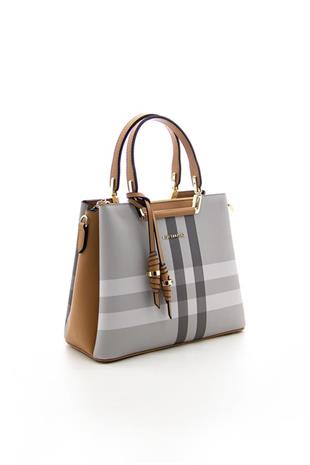 Silver & Polo SP969 Kadın El Çantası Ekose A.Gri-A.Taba