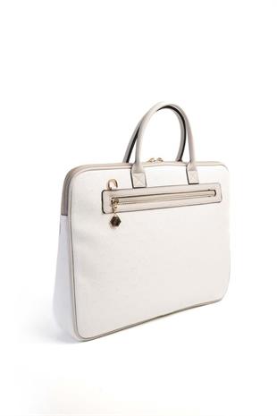 Silver & Polo SP1175 Kadın Laptop & Evrak Çantası Logolu Beyaz-A.Gri