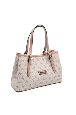 Silver & Polo SP1252 Kadın El Çantası Monogram Pembe-Somon
