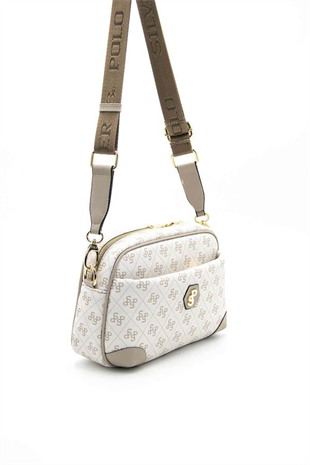 Silver Polo SP1094 Kadın Çapraz Çanta Monogram Bej-Kum