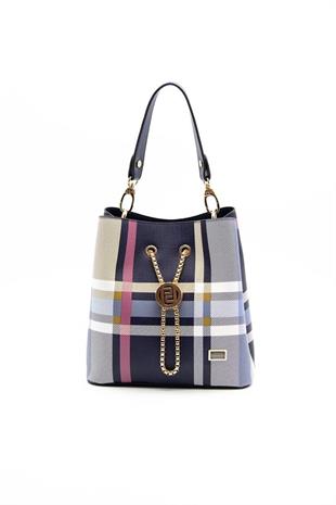 Silver & Polo SP967 Kadın Çapraz Çanta Ekose Lacivert