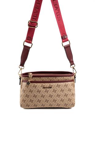 Silver & Polo Koyu Bej - Bordo SP1184 Kadın Çapraz Çanta