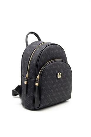 Silver & Polo SP1062 Kadın Sırt Çantası Monogram Siyah