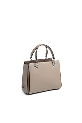 Silver & Polo SP1133 Kadın El Çantası Düz Koyu Bej-Latte