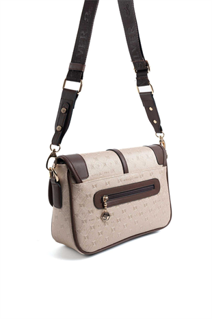 Silver & Polo SP1182 Kadın Çapraz Çanta Logolu Nut-Kahve