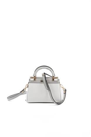 Silver & Polo SP1193 Kadın El Çantası Düz Beyaz-A.Gri