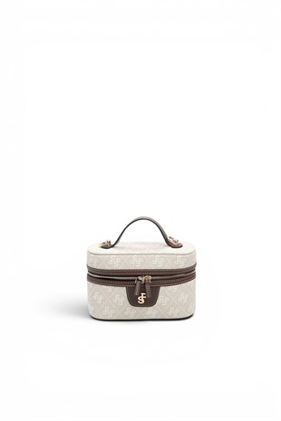 Silver Polo Taş - Kahve Monogram Kadın El Çantası SP1195