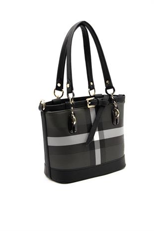 Silver & Polo SP1155 Kadın El Çantası Ekose Siyah