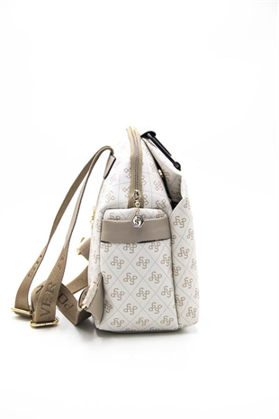 Silver & Polo SP771 Kadın Sırt Çantası Monogram Bej-Kum