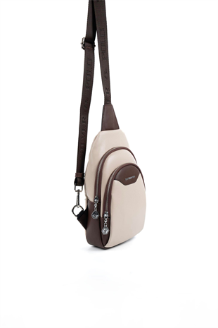 Silver & Polo SP959 Kadın Vücut Çantası Düz Bej-Kahve