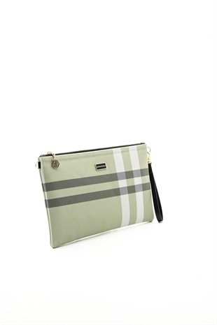 Silver & Polo SP1034 Kadın Portföy & Clutch Ekose A.Yeşil-Kemik
