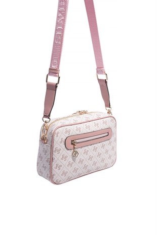 Silver & Polo SP1280 Kadın Çapraz Çanta Monogram Pembe-Somon
