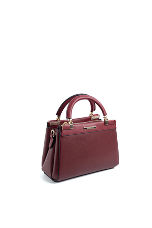 Silver & Polo SP1193 Kadın El Çantası Düz Bordo-Bordo