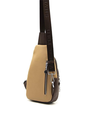 Silver & Polo SP959 Kadın Vücut Çantası Düz Kum-Kahve