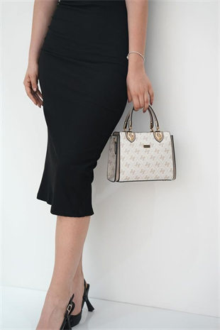 Silver & Polo SP1133 Kadın El Çantası Monogram Bej-Kum